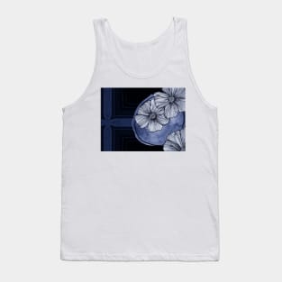 Contemporary Modern Art Botanical In Blue Tank Top